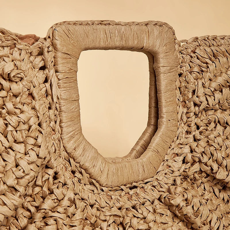 Large Straw Bag Moon Handbag for Women