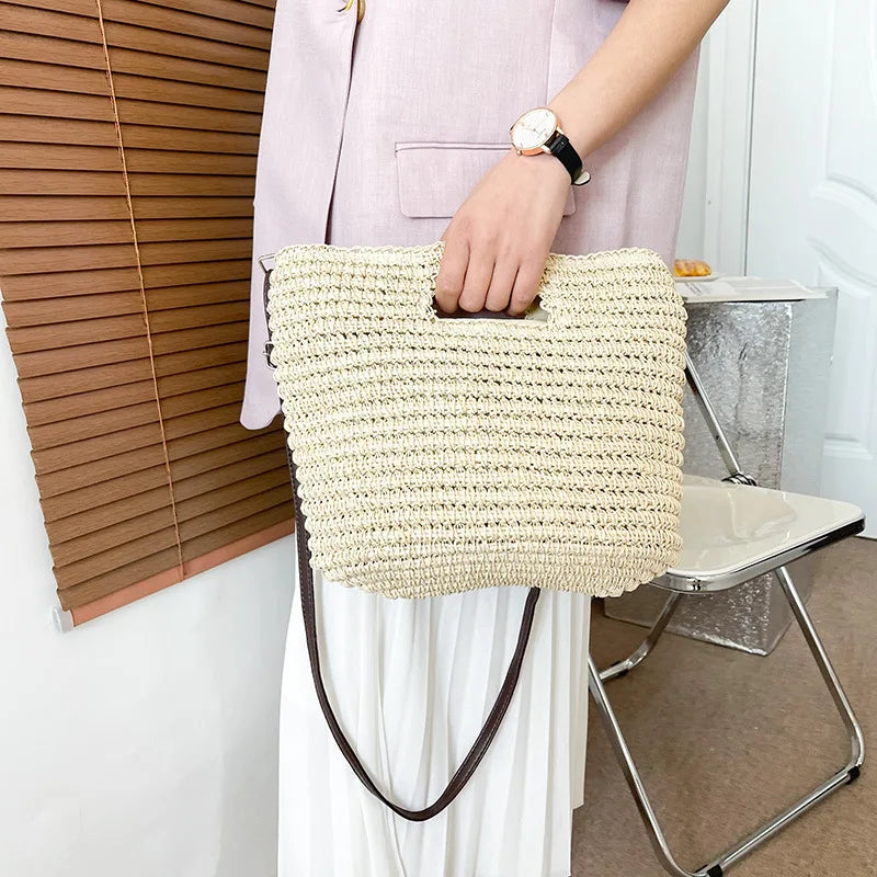 Summer Woven Straw Handbag Large Capacity Handle Bags