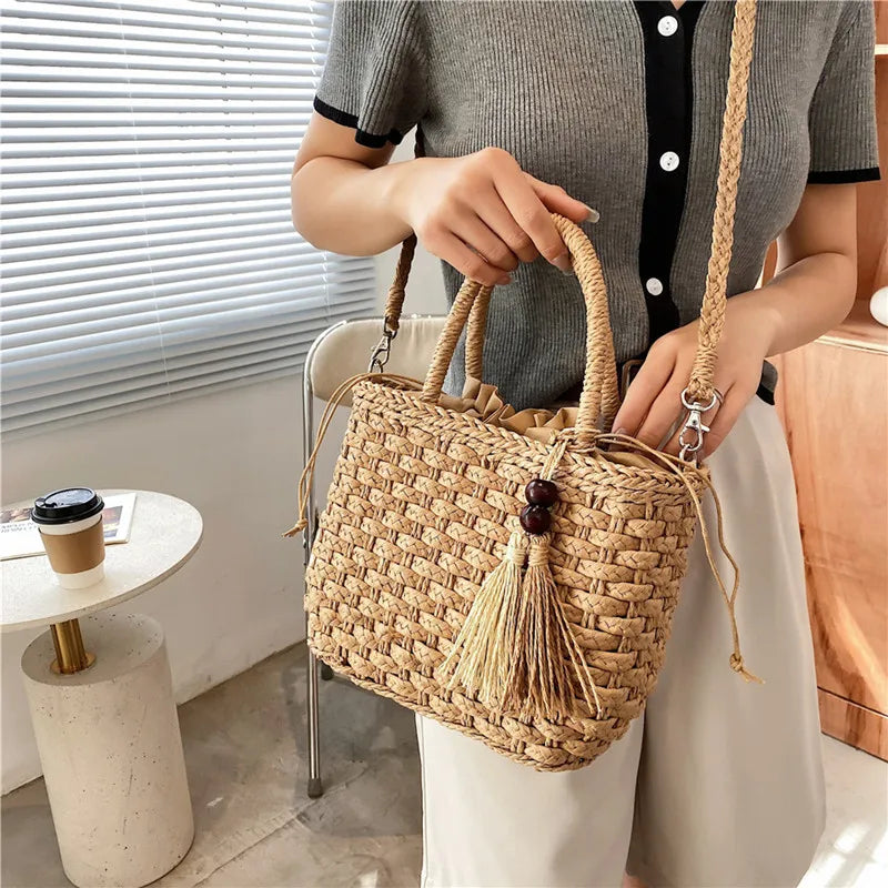 Straw Handbag Women Beach Bag Large Capacity Tote Shopping Handle Bags