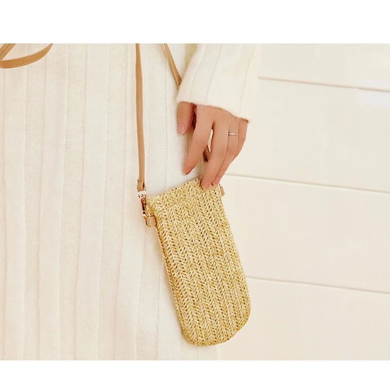 Summer Straw Woven Shoulder Bag for Girls