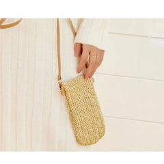 Summer Straw Woven Shoulder Bag for Girls