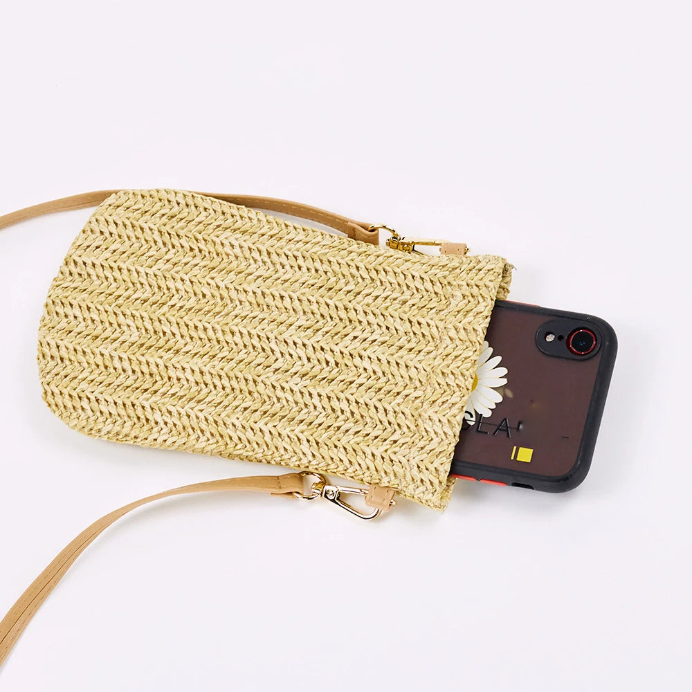 Summer Straw Woven Shoulder Bag for Girls