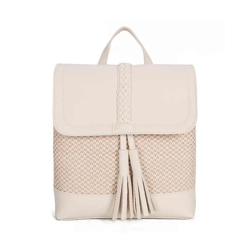 Summer Women's Straw Woven Backpack Light and Breathable Small Backpack