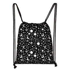 Sun/Moon Print Drawstring Bag Girls School Backpack Ladies Eco-friendly