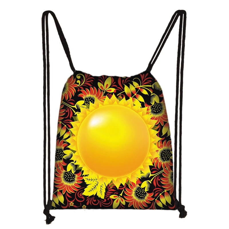 Sun/Moon Print Drawstring Bag Girls School Backpack Ladies Eco-friendly