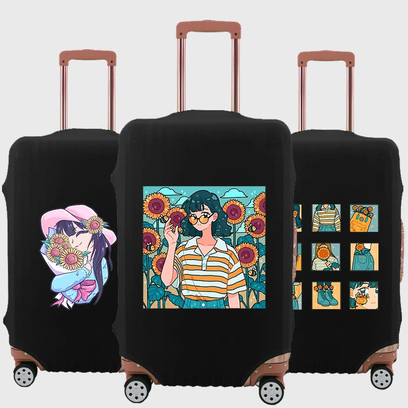 Sunflower Girl Luggage Cover for 18-32 Inch T