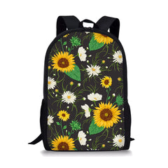 Sunflower Print School Backpack Set for Teenager