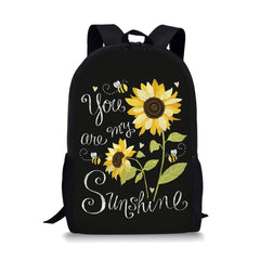 Sunflower Print School Backpack Set for Teenager