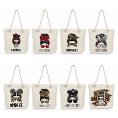 Sunglasses Girl Handbag Foldable Shopping Bag