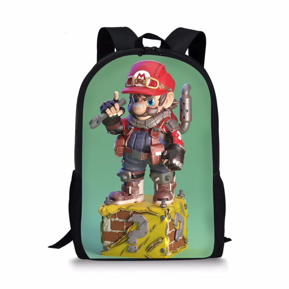Mario Print School Bags Daily Travel Climbing Backpack Kids Knapsack
