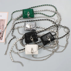 Double Chain PU Leather Waist Belt With Lipstick Bag Women