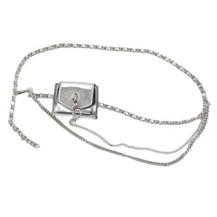 Double Chain PU Leather Waist Belt With Lipstick Bag Women