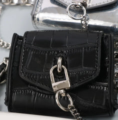 Double Chain PU Leather Waist Belt With Lipstick Bag Women