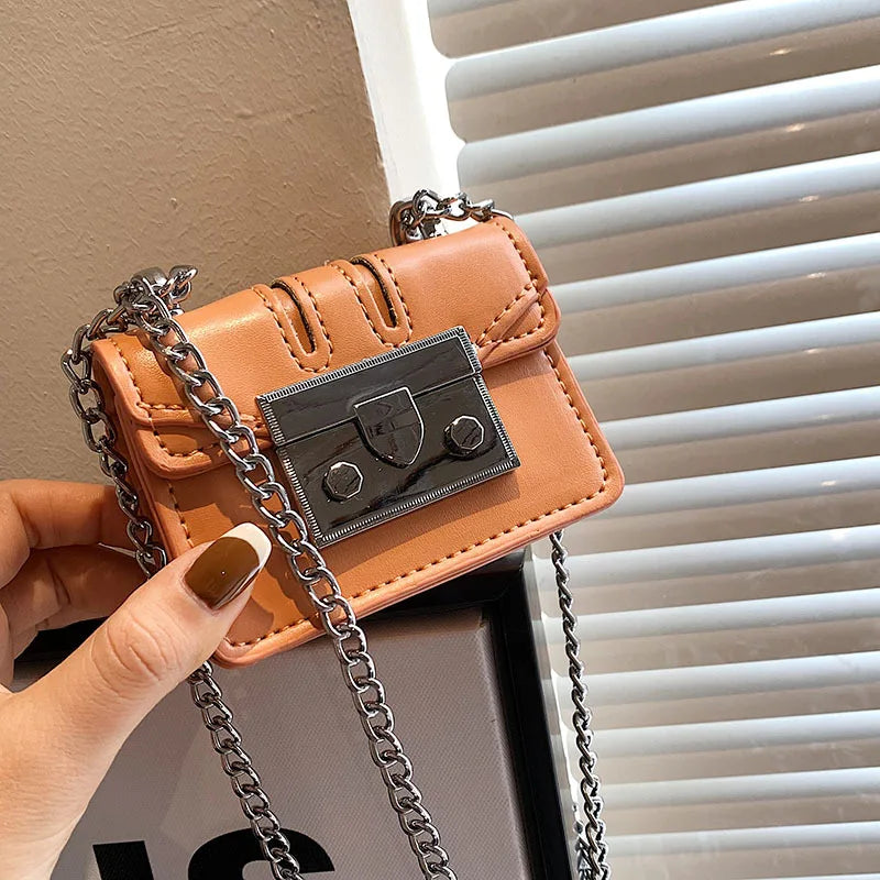 Mini Lipstick Box Square Bag PU Leather Crossbody Bags for Women