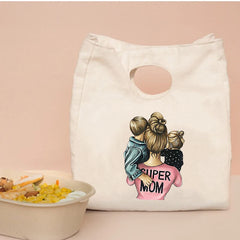 Mom Cartoon Print Lunch Bags Cooler Totes Insulated Thermal Food Container