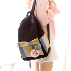 Striped Lady Backpacks Canvas Travel Bag Double Shoulder Backbags