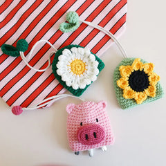 Chrysanthemum Women's Key Bag Knit Key Wallet Car Key Holder