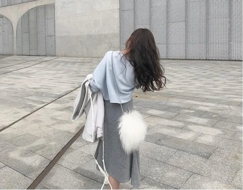 Winter Plush Round Bag Soft Shoulder Messenger Handbag