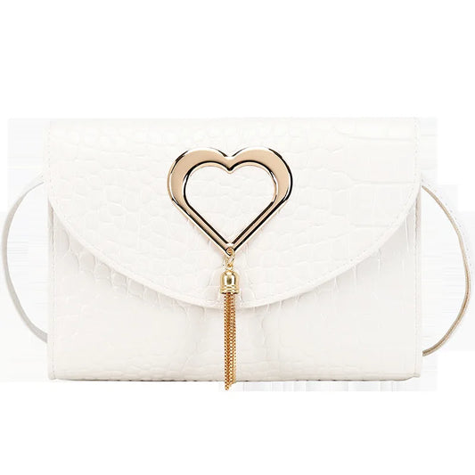 Sweet Heart Decoration Handbags PU Leather Shoulder Bags Tassel Crossbody Bags