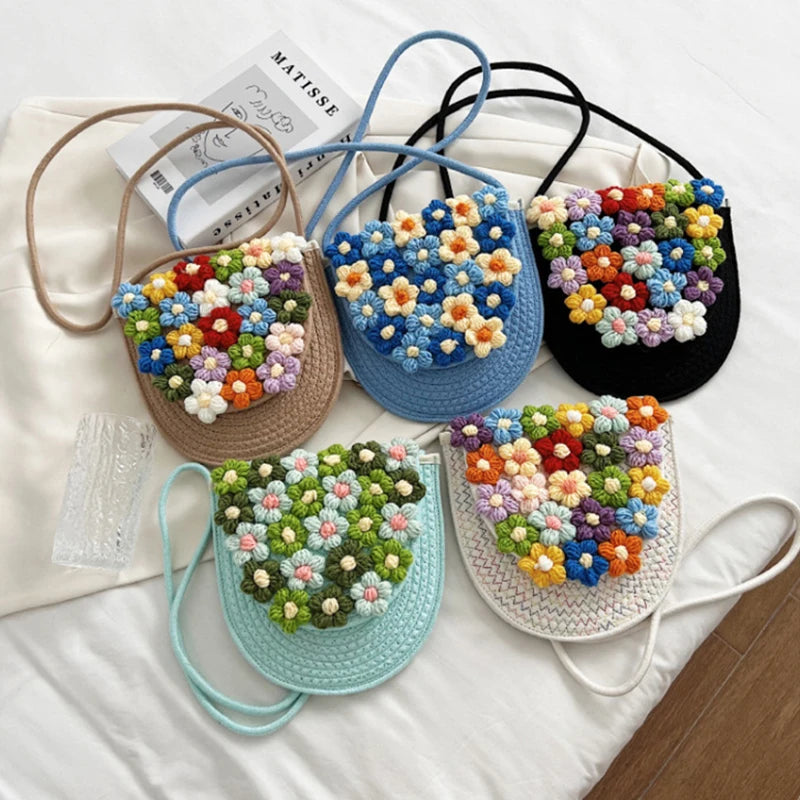 Women's Straw Crossbody Bag Small Travel Handbag