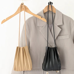 Sweet Pleated Mini Shoulder Bag Soft Leather Handbag