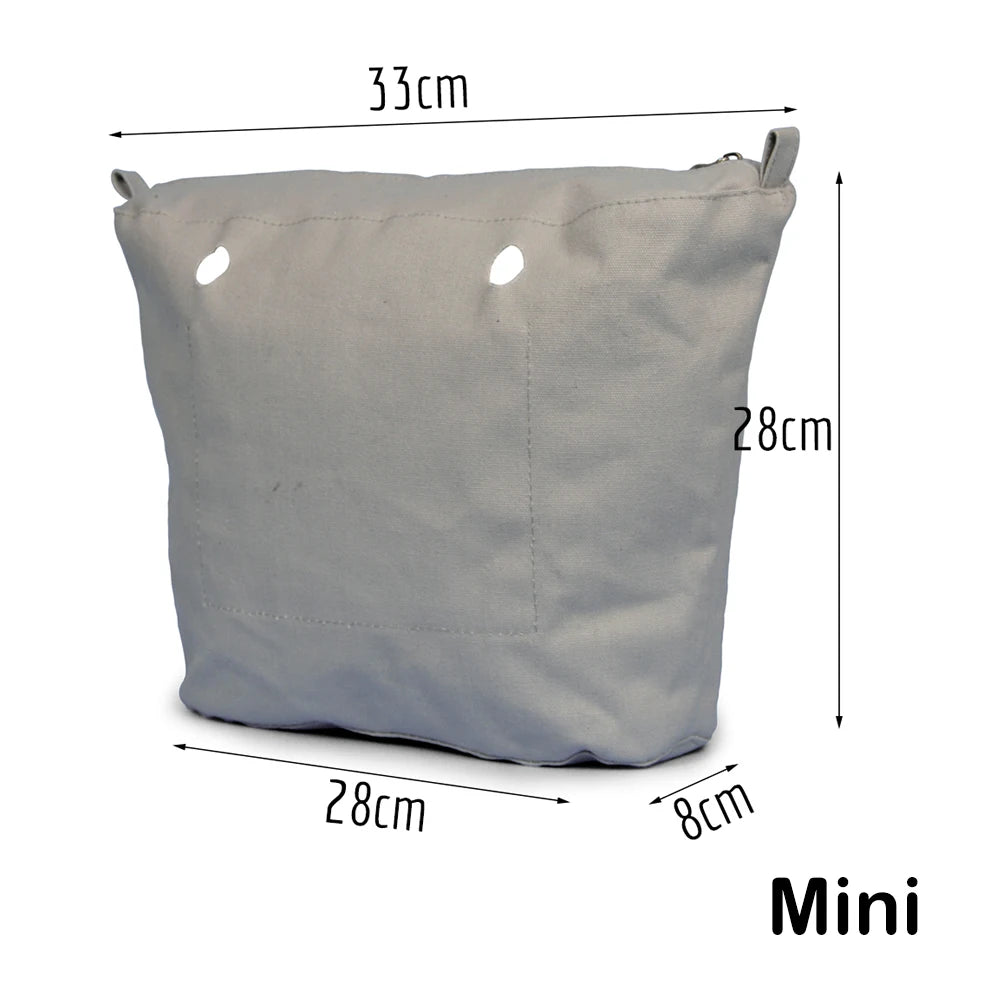 Mini Obag Canvas Insert with Inner Lining Zipper Pocket
