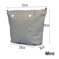Mini Obag Canvas Insert with Inner Lining Zipper Pocket