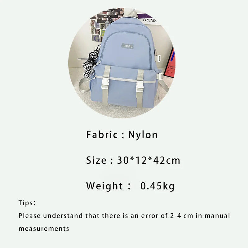 TARVEASY Backpack Women Solid Ulzzang Laptop Bags Ladies Pink Middle School Stud