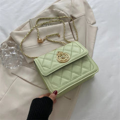 TARVEASY Chain Shoulder Bag Flap Square Crossbody Geometric Embossing