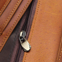 Leather Wallet Men Bifold Zipper Crazy Horse Clutches Retro Long Hand Bag