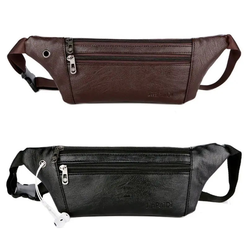 Men Leather Fanny Pack Belt Bum Waist Pouch Crossbody Shoulder Sport Zip Bag