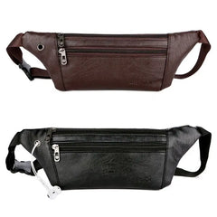 Men Leather Fanny Pack Belt Bum Waist Pouch Crossbody Shoulder Sport Zip Bag