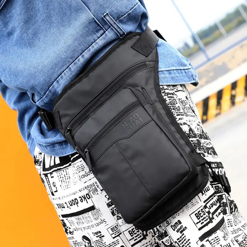 THINKTHENDO Men Nylon Motorcycle Hip Belt Waist Fanny Pack