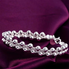 925 Silver Bracelet Women Party Gift Beaded Cross Chain Wedding Jewelry