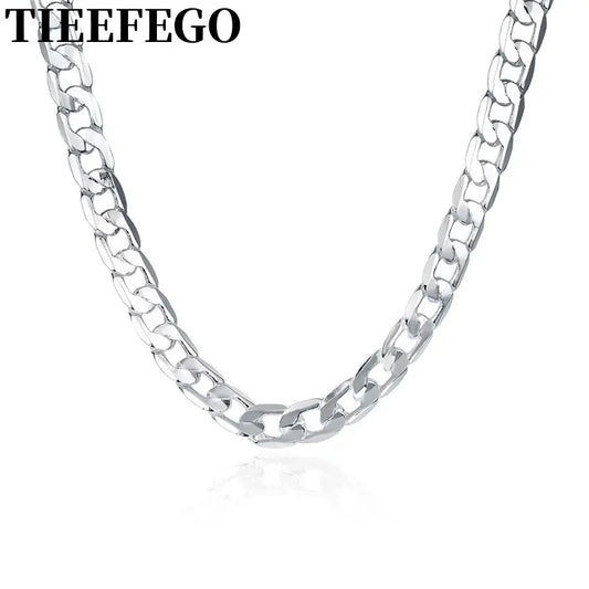 Men's 925 Sterling Silver 10MM Necklace 20/24 Inches Chain Wedding Christmas