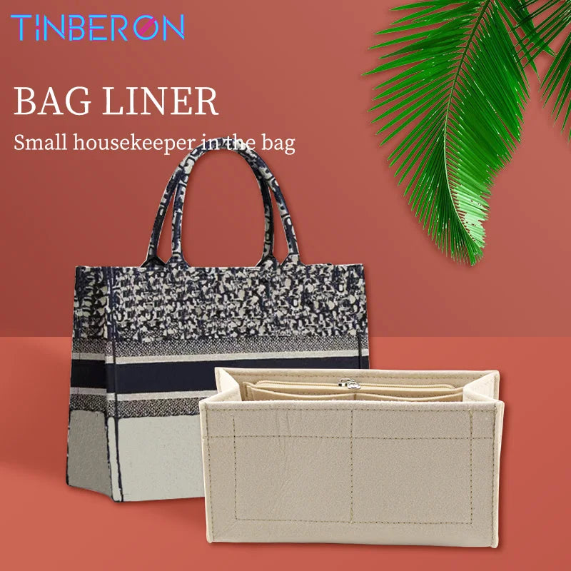 Felt Tote Bag Organizer Insert Zipper Handbag Shaper