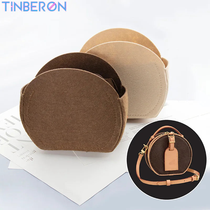 Round Felt Cosmetic Bag Purse Organizer Makeup Storage Insert