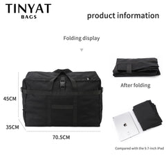 TINYAT Folding Travel Bag Waterproof Large Capacity Tote for Weekend Man Handbag