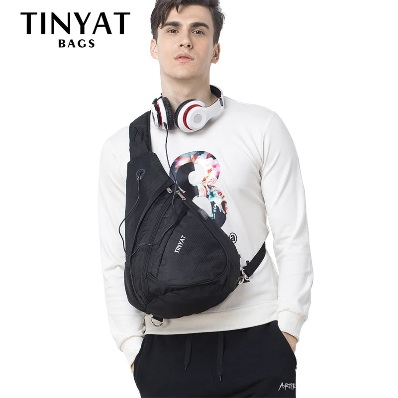 Men Waterproof Nylon Shoulder Crossbody USB Business Shoulder Bag