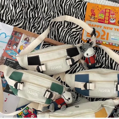 Light Canvas Waist Pack Money Phone Belt Bag for Student Men