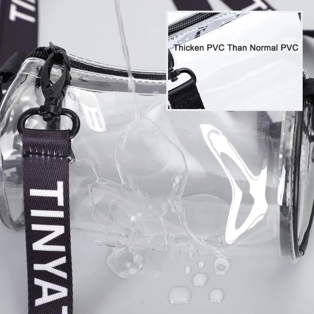 Transparent Women Bag Clear PVC Crossbody Bag Barrel Women Shoulder Bag