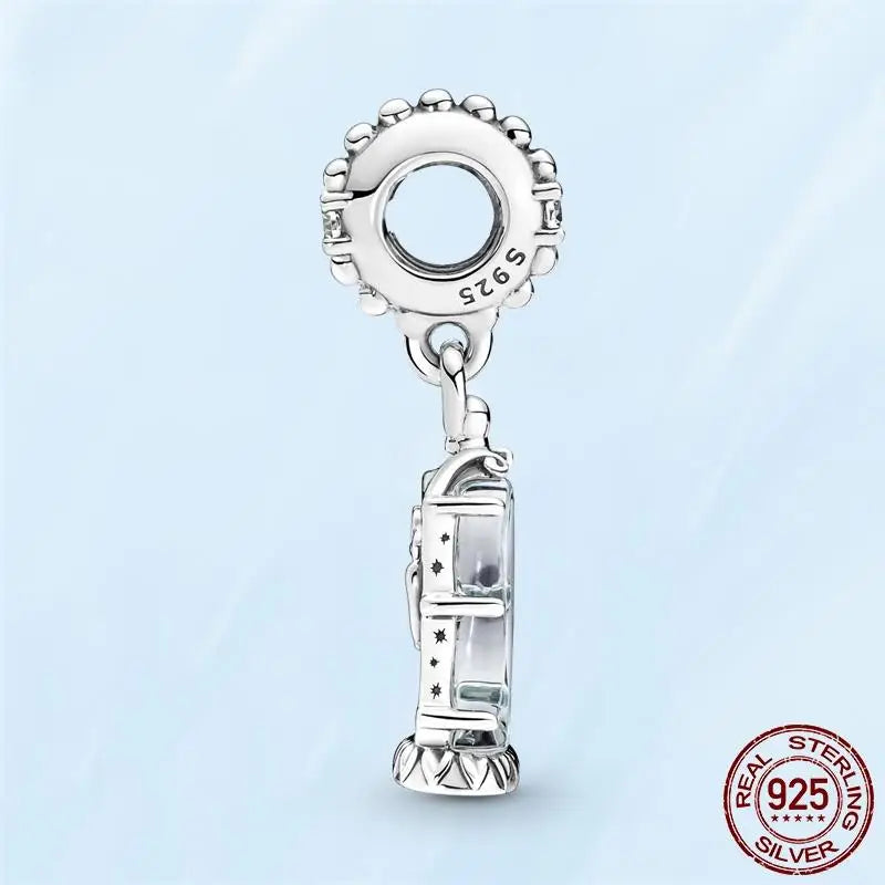 925 Silver Beauty Beast Rose Dangle Charm Bracelet DIY Jewelry