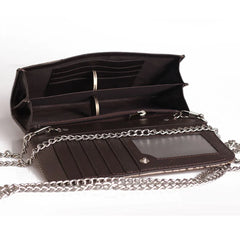 Cowhide Leather Clutch Crossbody Bag Snake Pattern Khaki Chain