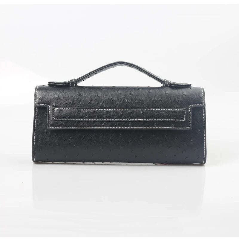 Ostrich Pattern Leather Tote Clutch Bag for Women