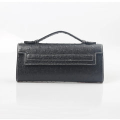 Ostrich Pattern Leather Tote Clutch Bag for Women