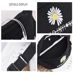 Embroidered Daisy Waist Pack for Women