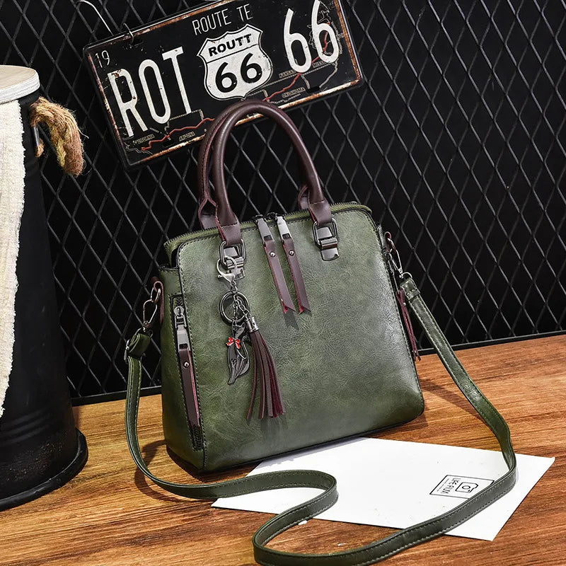 Large Capacity PU Leather Women Shoulder Bag Solid Satchels Female Hand Bag Tass
