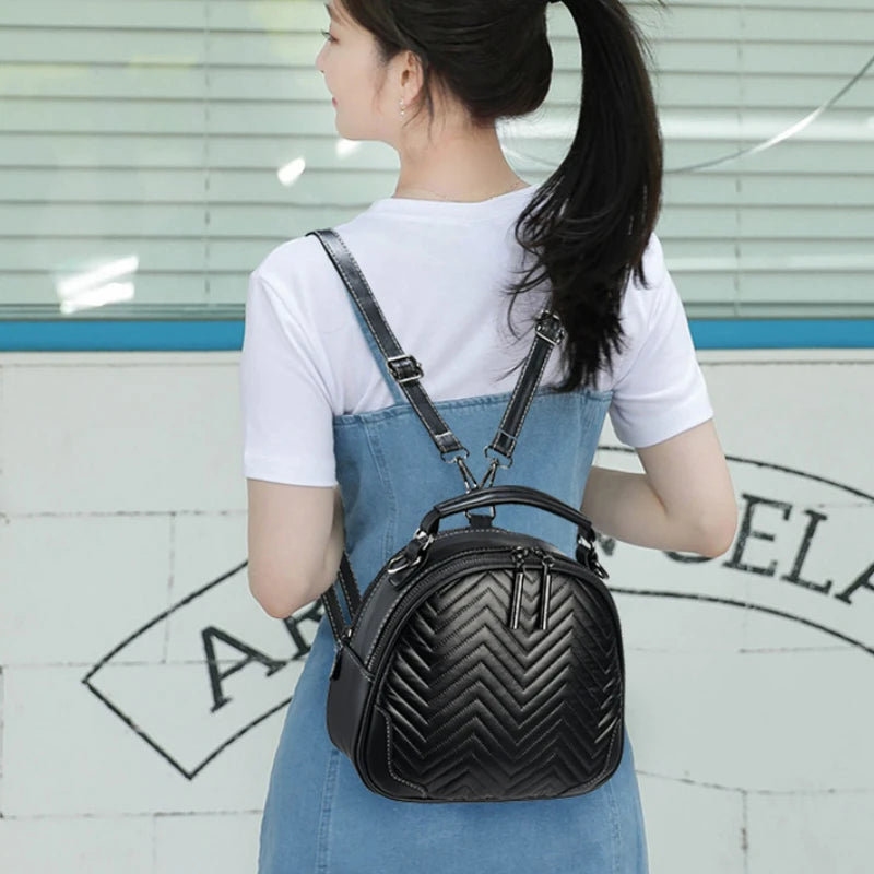 Oval PU Leather Shoulder Bags for Women Casual Solid Female Handbag