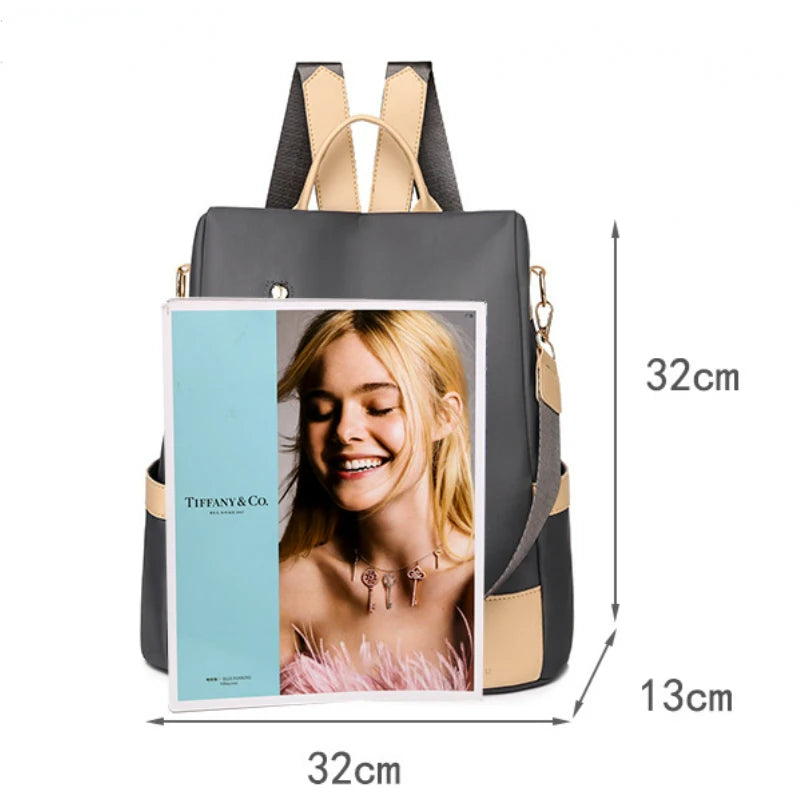 Oxford Patchwork Travel Backpack for Women Laptop Ladies Casual Backpack
