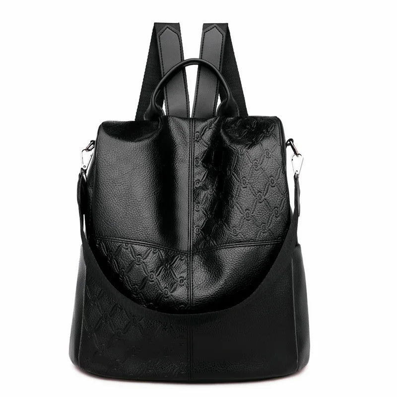 Waterproof PU Leather Backpack for Women Travel Laptop Bag